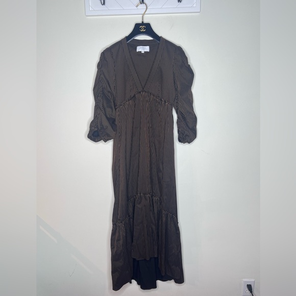 La Ligne Ruched Striped Cotton blend Gitane Dress in Midnight XS - Picture 3 of 7